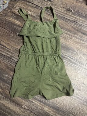 Old Navy Olive Eyelet Ruffle Romper
